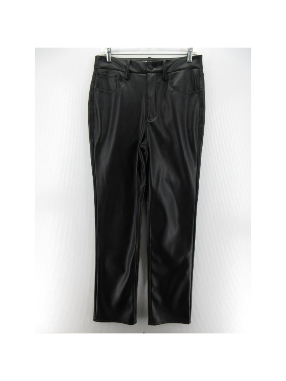 Good American Pants 10 Faux Leather Straight Leg Trousers Classic 30